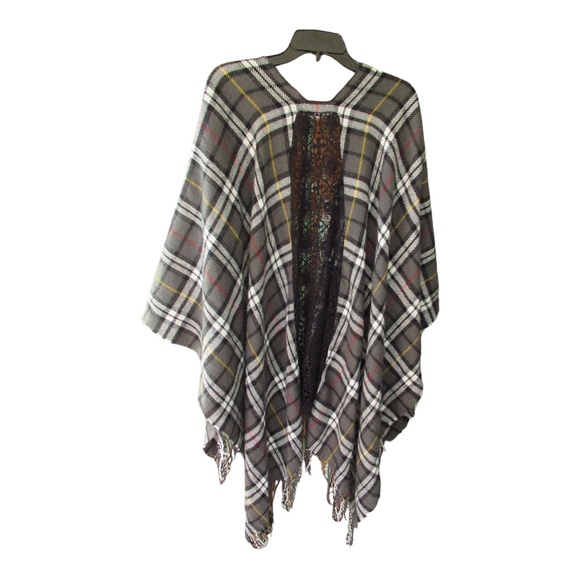 Free People Plaid Shawl Wrap Coat - Picture 1 of 5